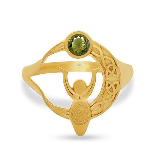 Gold Vermeil Moldavite Ring
