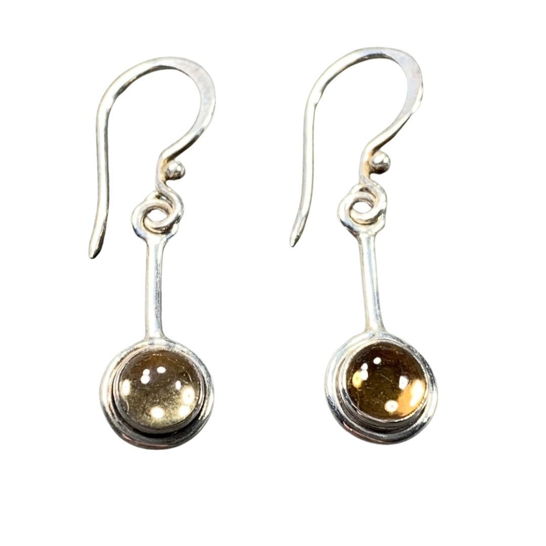 Sterling Silver Citrine Round Drop Earrings