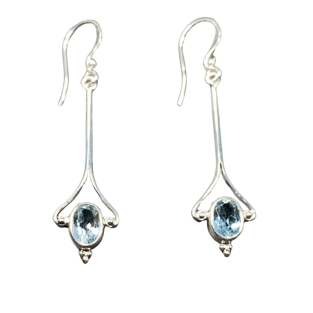 Sterling Silver Blue Topaz Drop Earrings