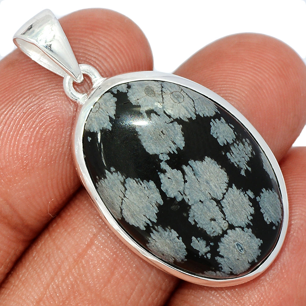Sterling Silver Snowflake Obsidian Pendant