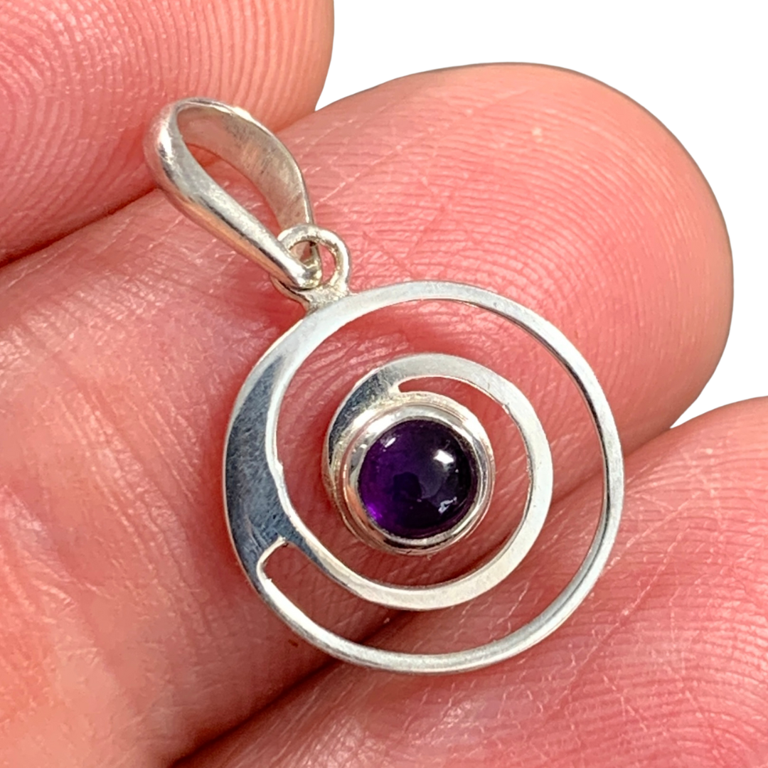 Sterling Silver Amethyst Spiral Pendant