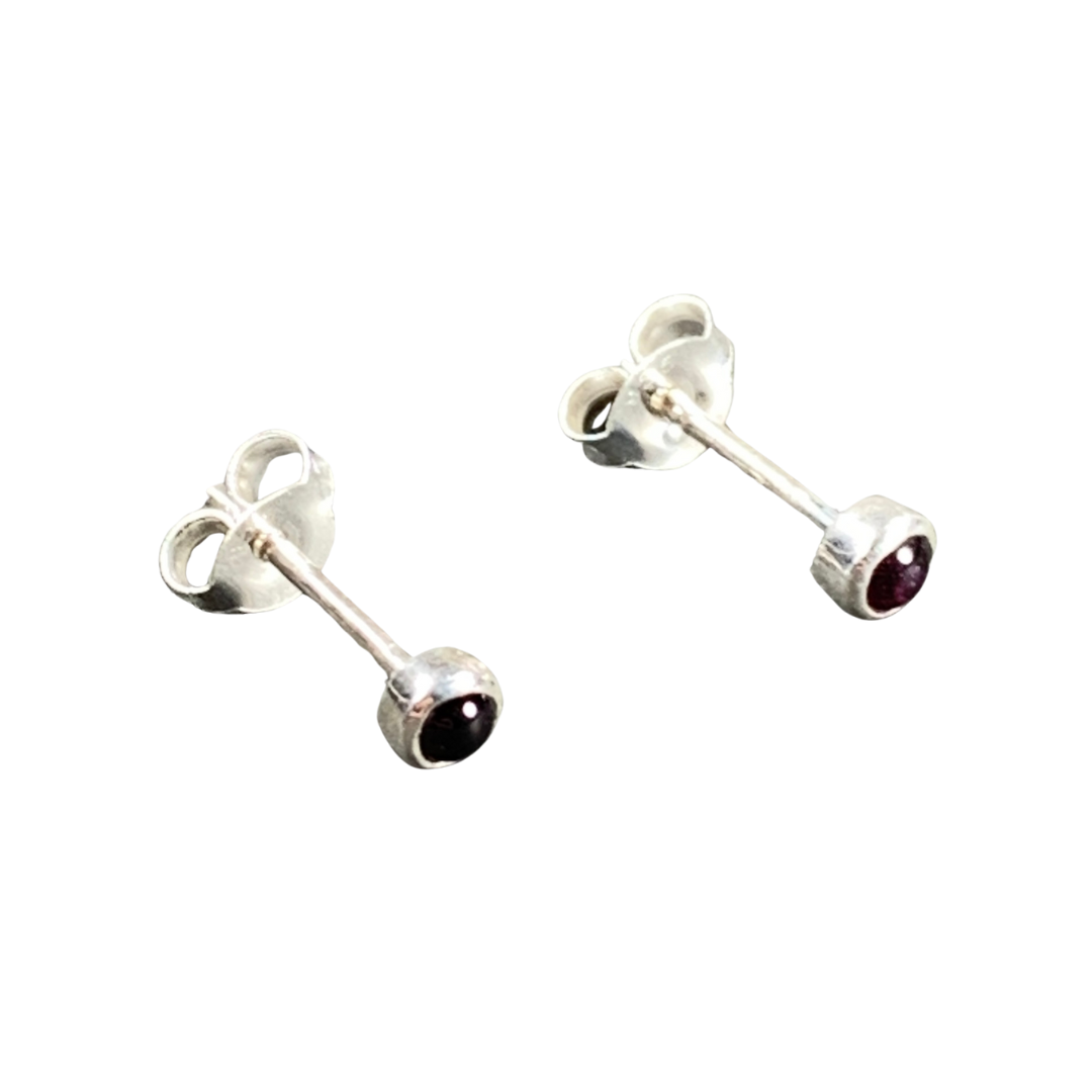 Sterling Silver Garnet Studs