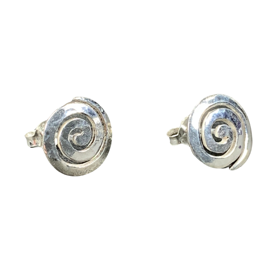 Sterling Silver Large Spiral Studs
