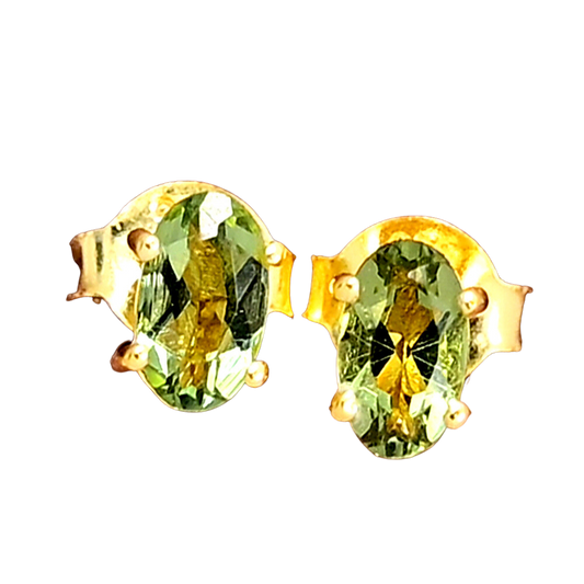 18k Gold Vermeil Faceted Moldavite Studs