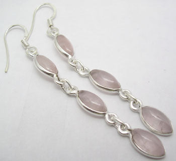 Rose Quartz Sterling Silver Drop Earrings