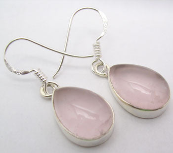 Rose Quartz Sterling Silver Teardrop Earrings
