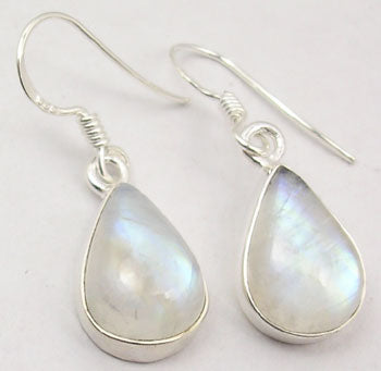 Rainbow Moonstone Sterling Silver Teardrop Earrings