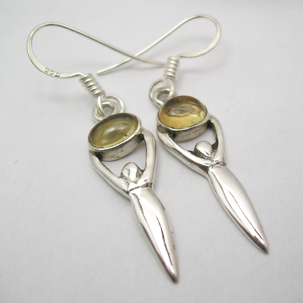 Citrine Goddess Sterling Silver Earrings