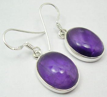 Amethyst Sterling Large Silver Earrings