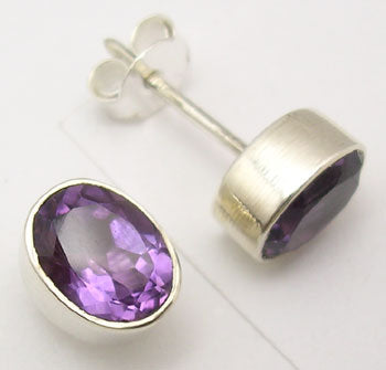 Amethyst Sterling Silver Stud Earrings