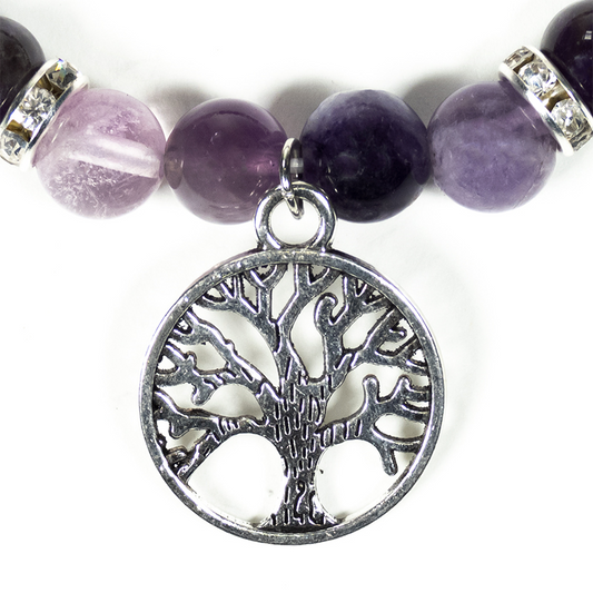 Tree of Life Fluorite / Amethyst Charm Bracelet