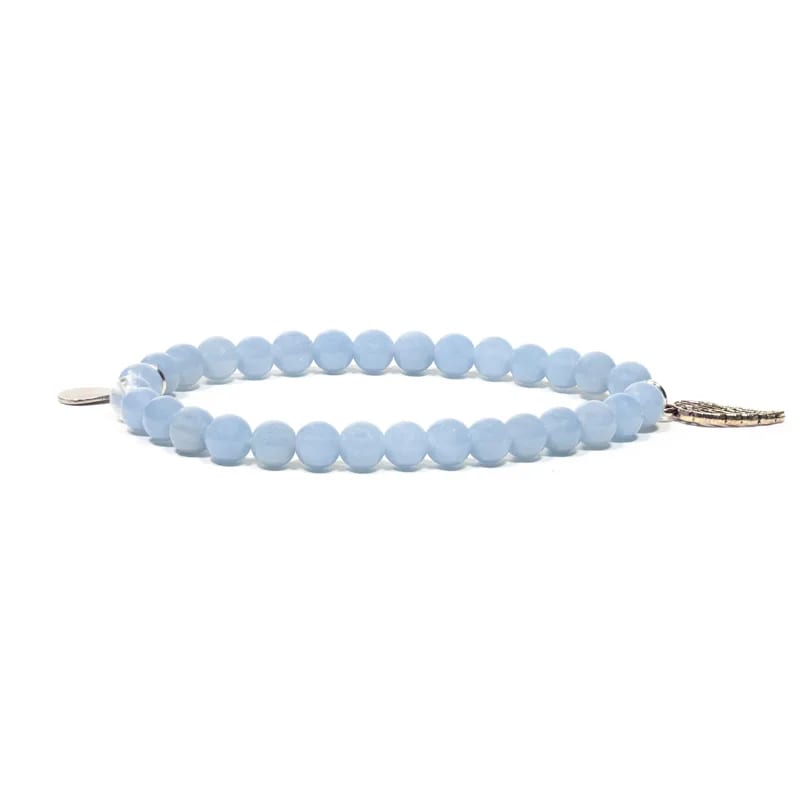 Angelite Elastic Bracelet with Angel Wing