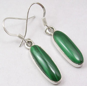Malachite Sterling Silver Large Oval Earrings