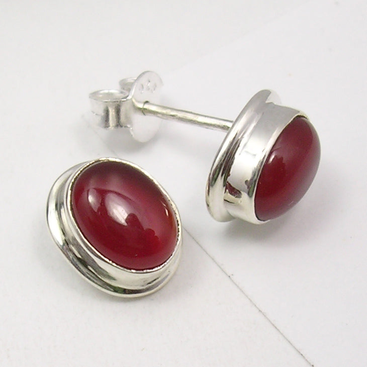 Carnelian Sterling Silver Stud Earrings