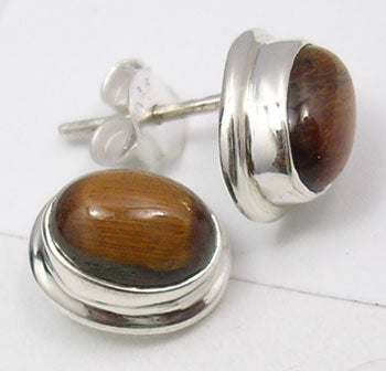 Tiger Eye Sterling Silver Studs