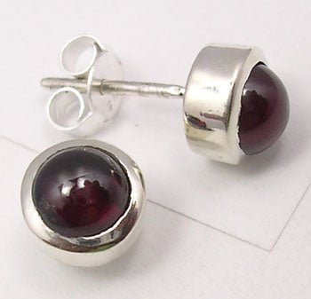 Garnet Sterling Silver Stud Earrings