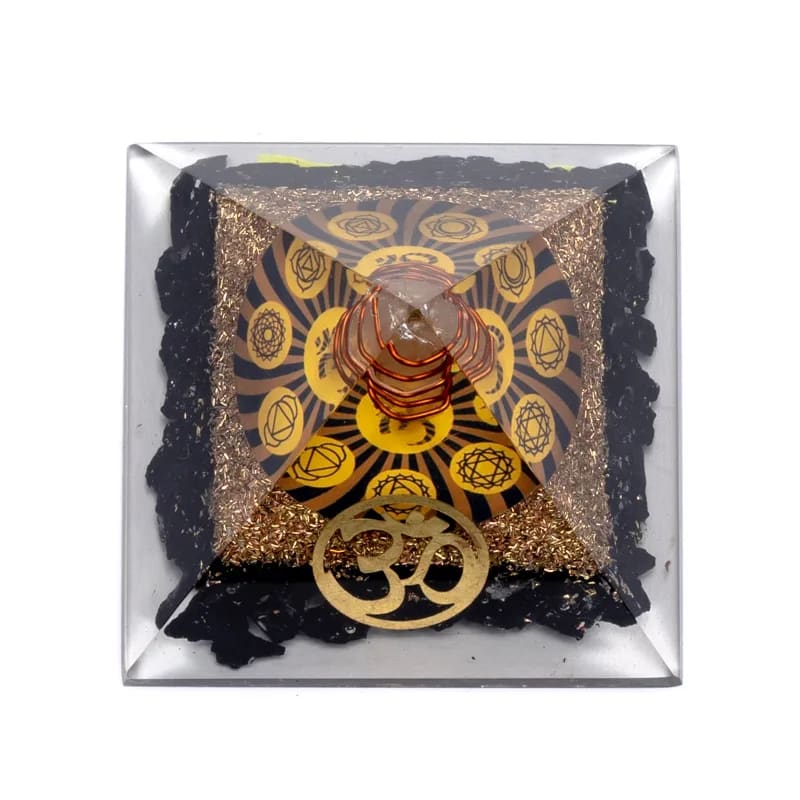 Orgonite Chakra Pyramid - Black Tourmaline With Ohm
