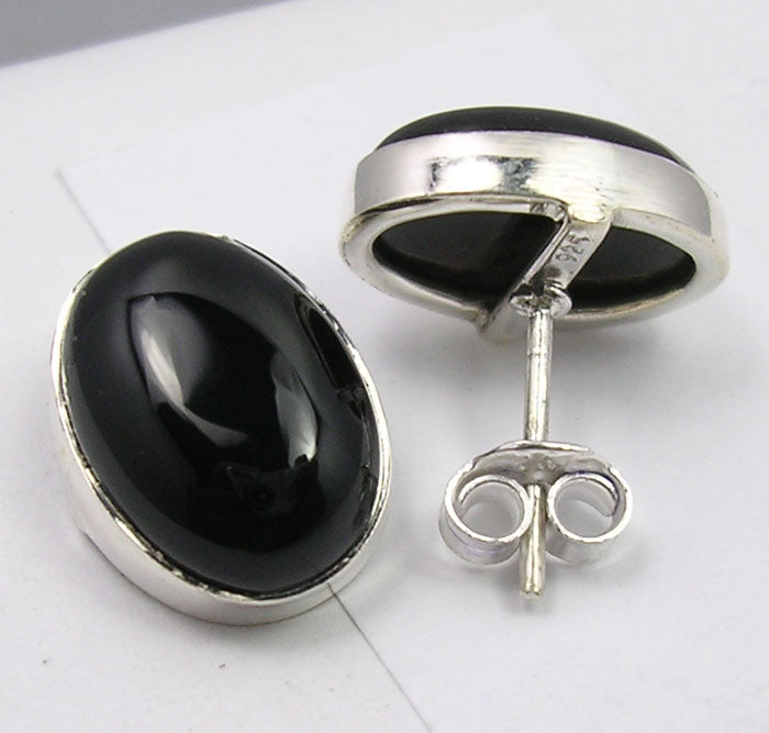Black Onyx Sterling Silver Studs