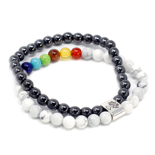 Magnetic White Howlite Chakra Gemstone Bracelet
