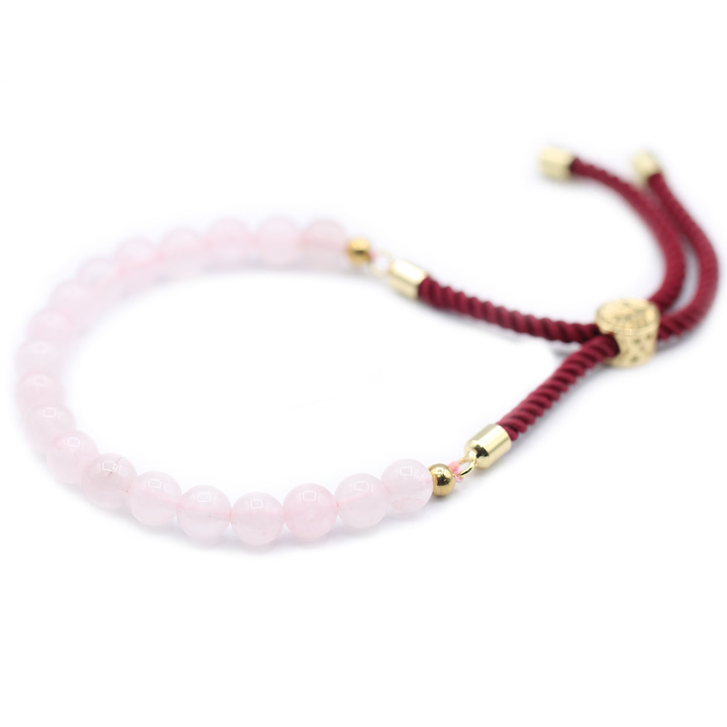 Rose Quartz 18K Gold Plated Gemstone Bordeaux String Bracelet