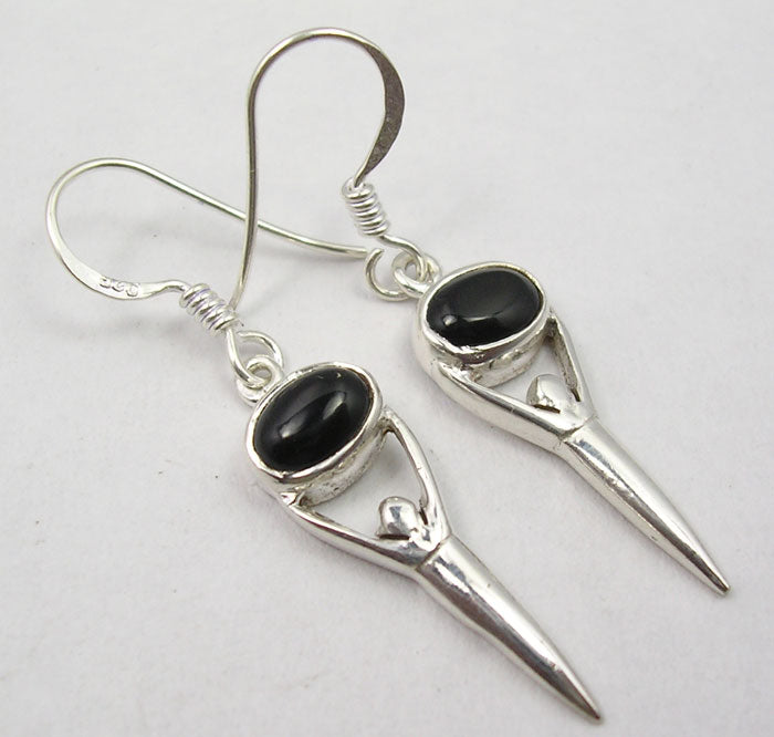Black Onyx Sterling Silver Goddess Earrings