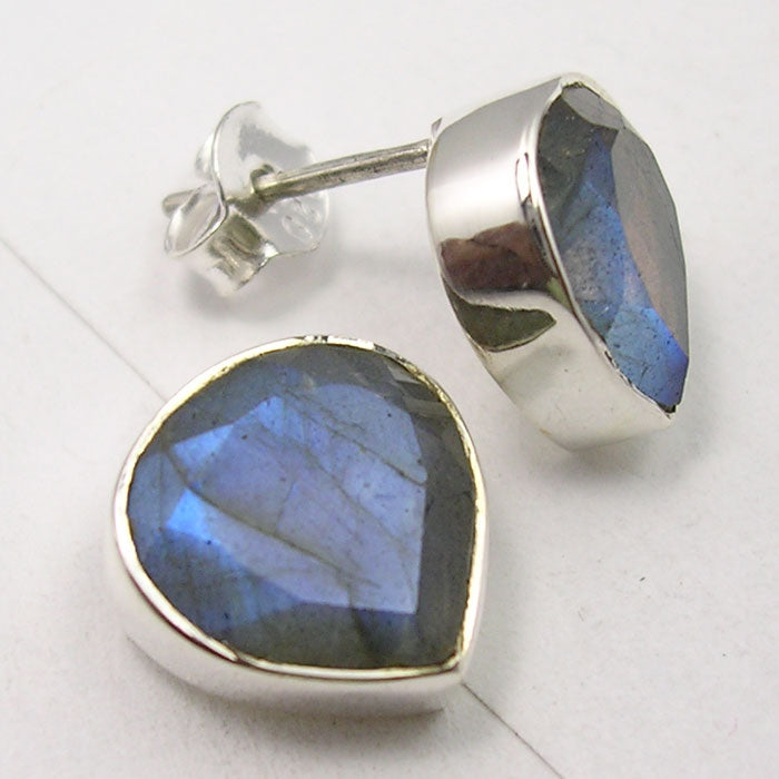 Labradorite Sterling Silver Stud Earrings