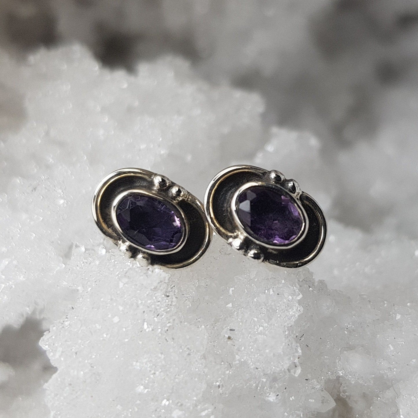 Amethyst Sterling Silver Stud Earrings