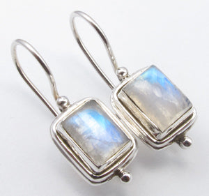 Rainbow Moonstone Sterling Silver Earrings