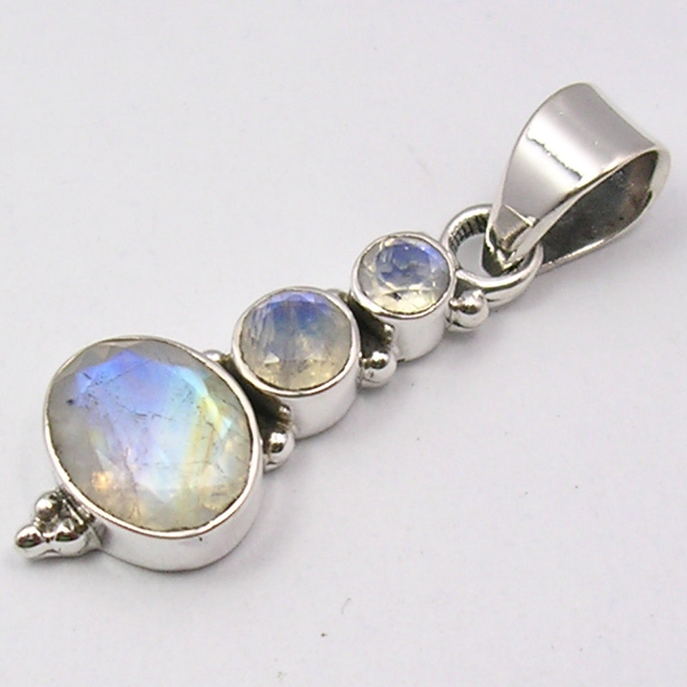 Rainbow Moonstone Sterling Silver Pendant