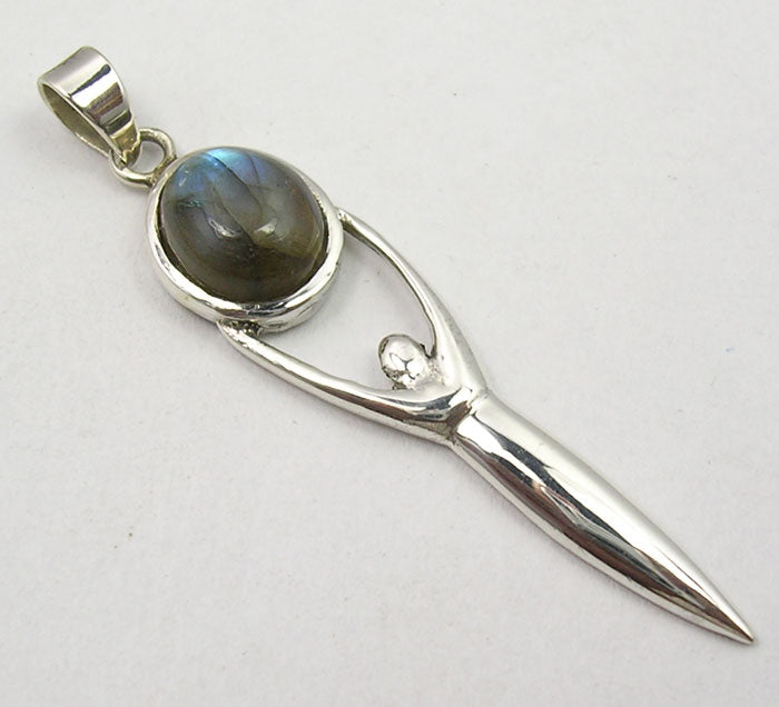 Labradorite Sterling Silver Goddess Pendant
