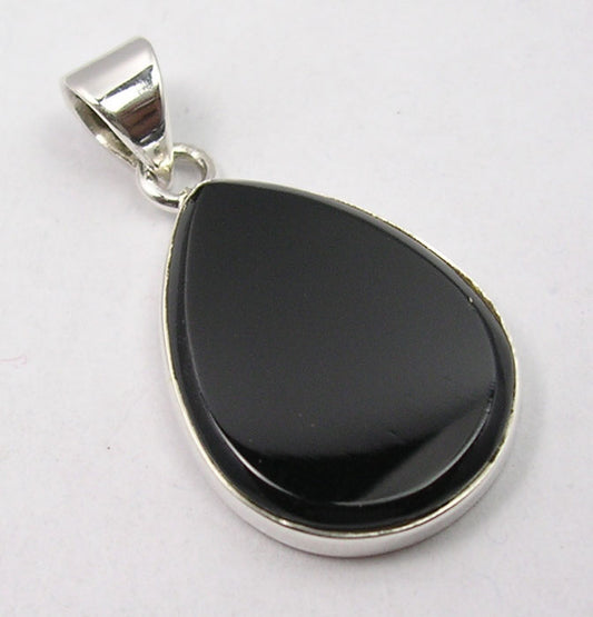 Black Onyx Sterling Silver Teardrop Pendant