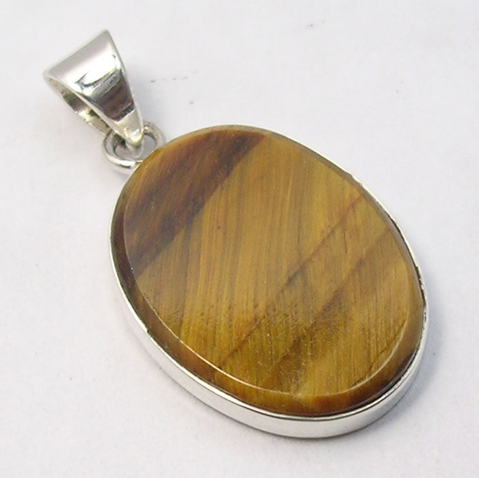 Tiger Eye Sterling Large Oval Pendant