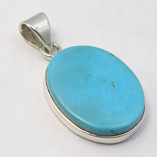 Turquoise Sterling Silver Large Oval Pendant