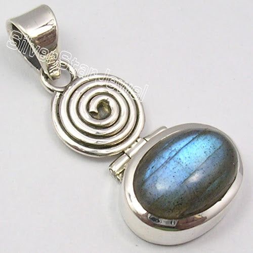 Labradorite Spiral Sterling Silver Pendant