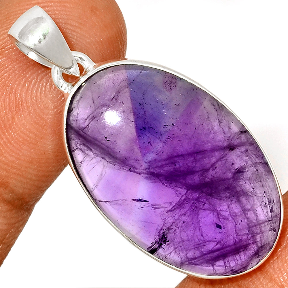 Amethyst Sterling Silver Oval Pendant