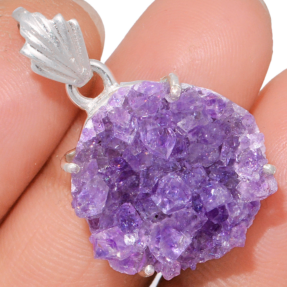 Sterling Silver Amethyst Druzy Pendant