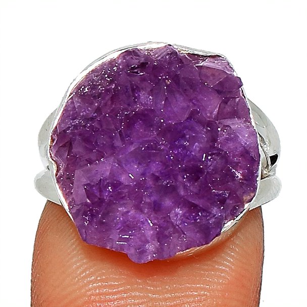 Sterling Silver Amethyst Druzy Ring