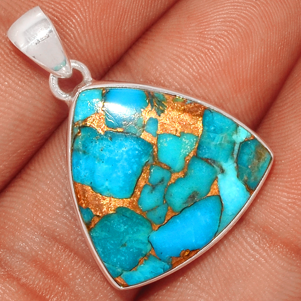Sterling Silver Blue Copper Turquoise Pendant