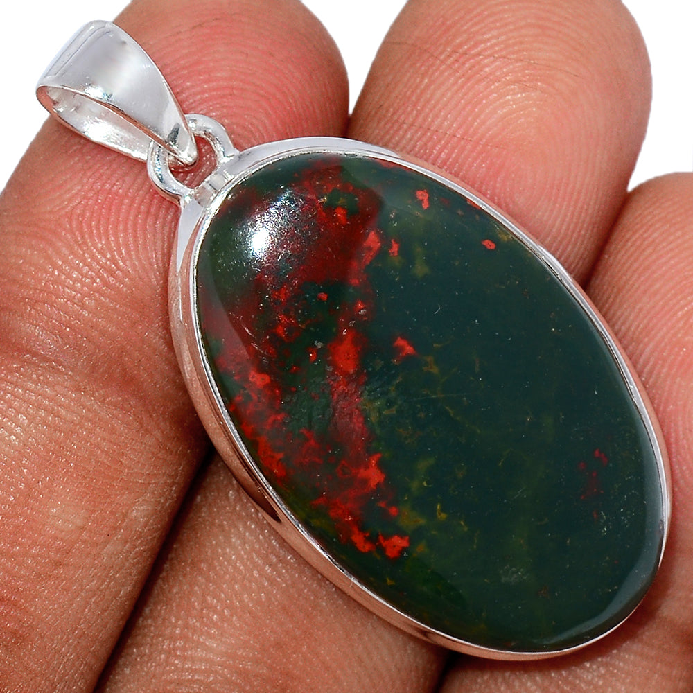 Sterling Silver Bloodstone Pendant