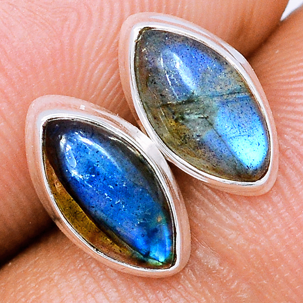 Sterling Silver Blue Fire Labradorite Stud Earrings