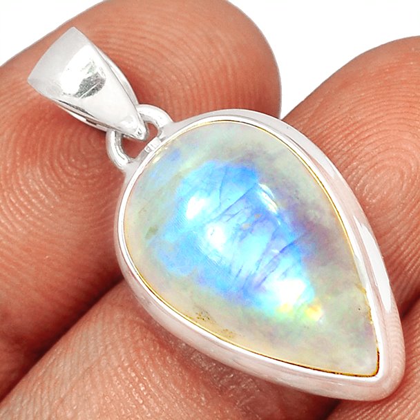 Sterling Silver Blue Fire Moonstone Pendant