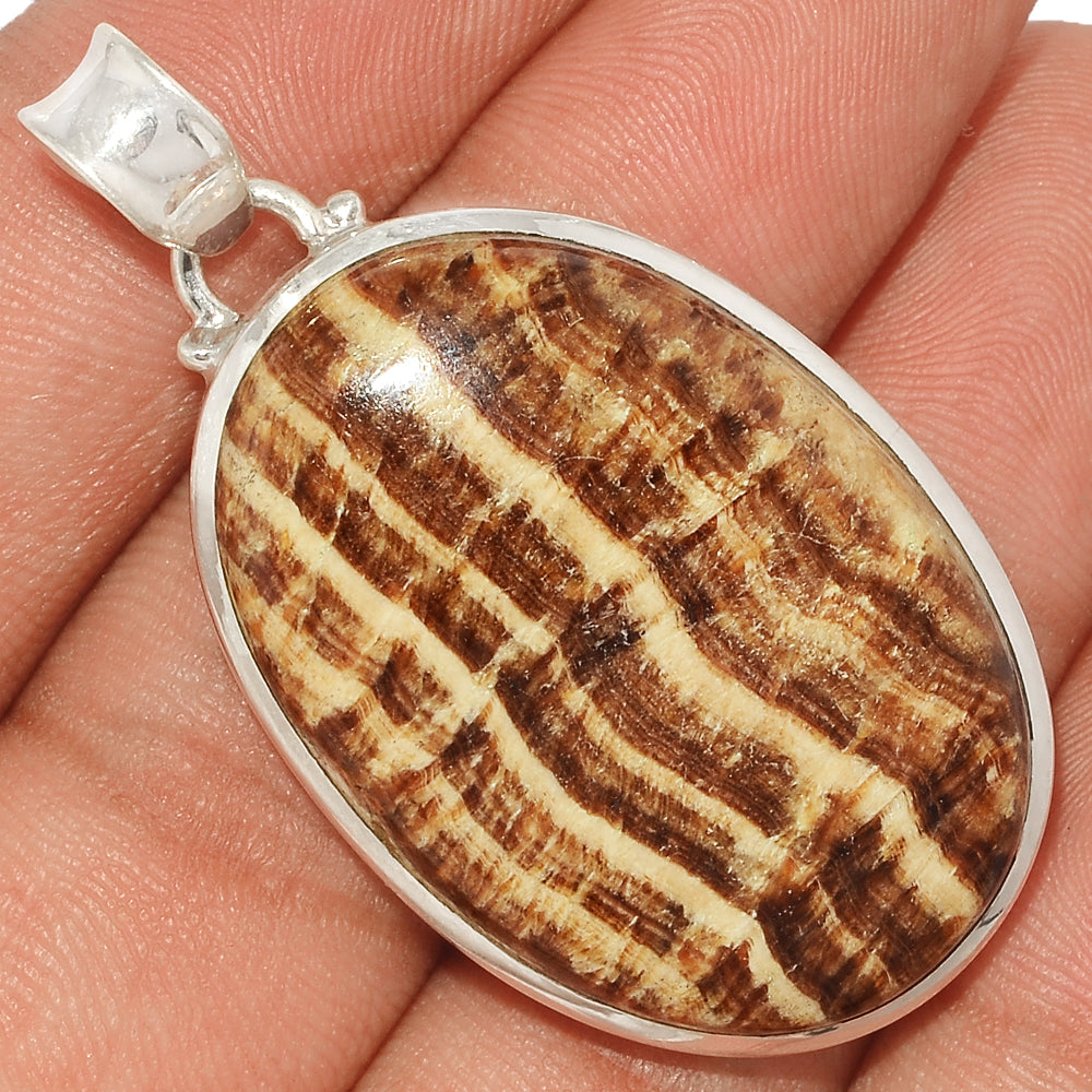 Sterling Silver Aragonite Oval Pendant