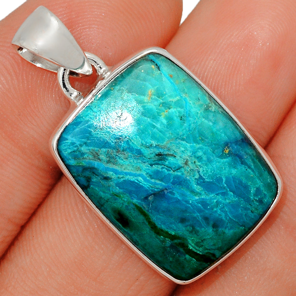 Sterling Silver Chrysocolla Rectangular Pendant