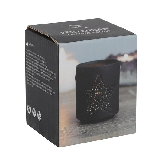 Black Pentagram Cut Out Small Tealight Holder