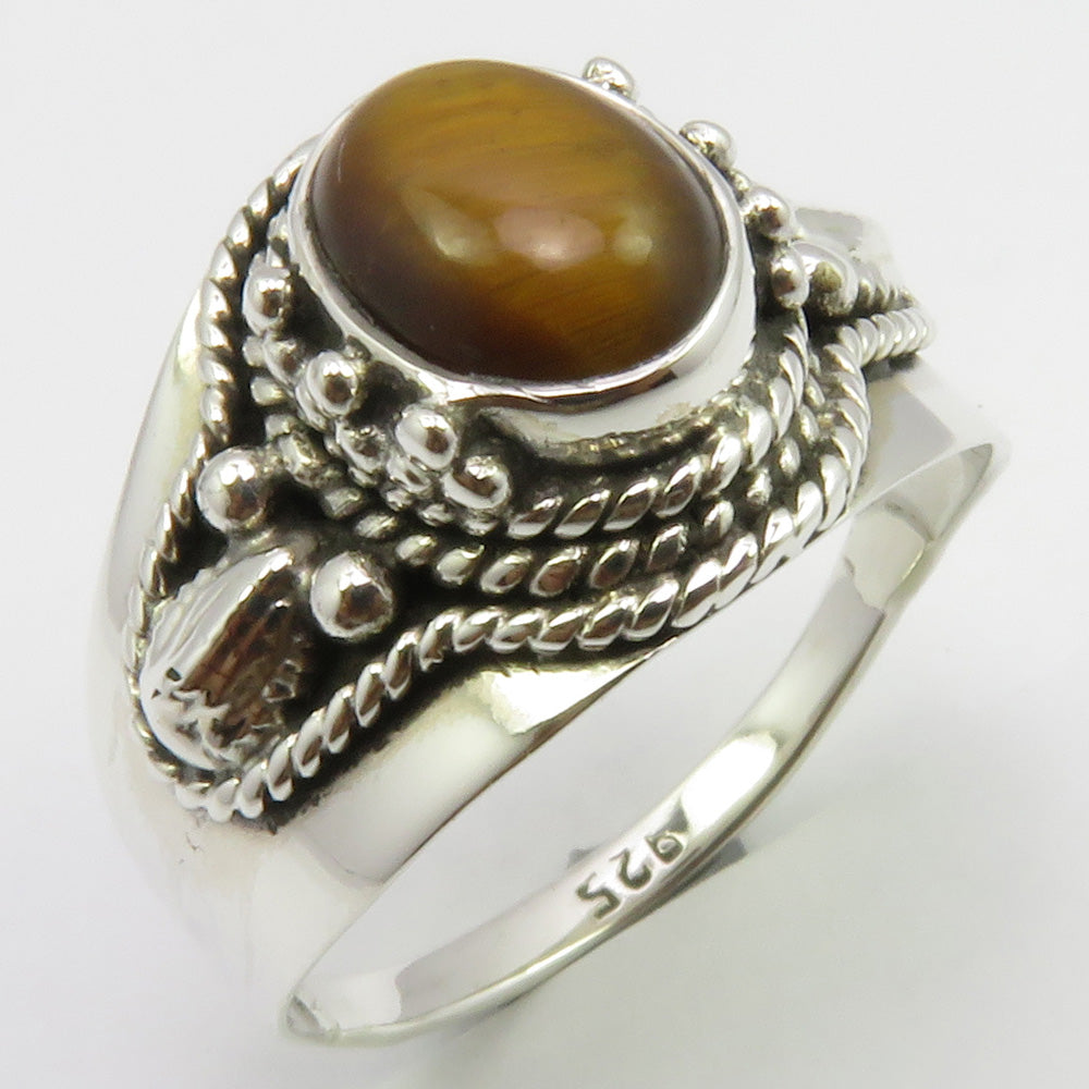 Tiger Eye Sterling Silver Embellished Ring