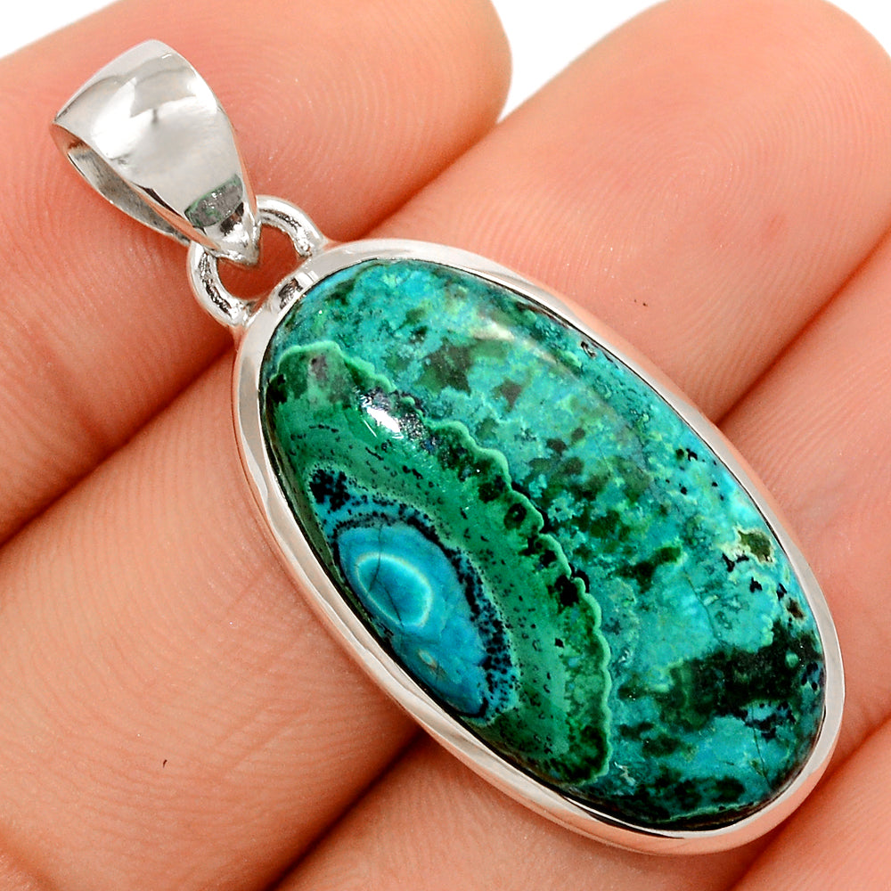 Sterling Silver Malachite in Chrysocolla Pendant