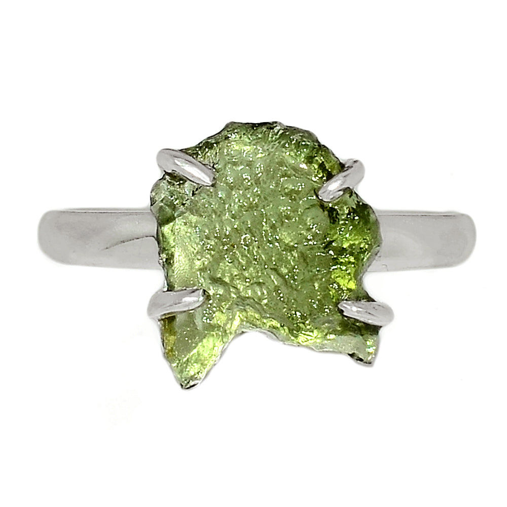 Sterling Silver Raw Moldavite Ring