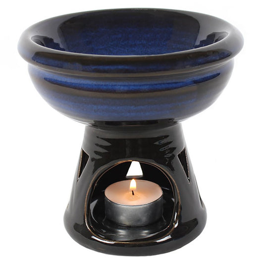 Deep Bowl Blue Ceramic Oil Burner