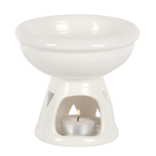Deep Bowl Off White Ceramic Oil Burner