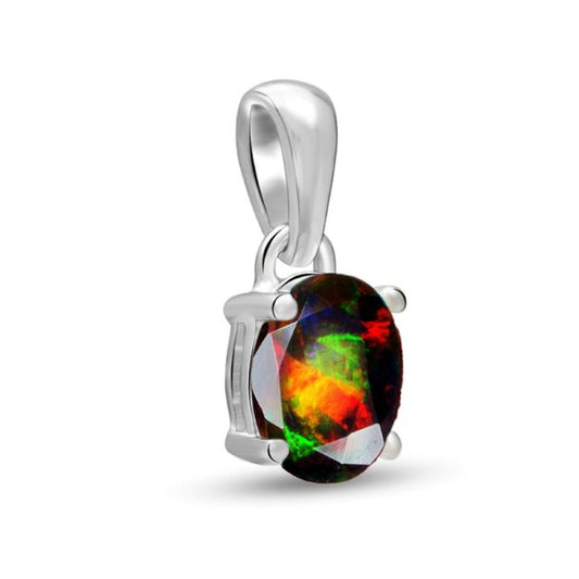Sterling Silver Faceted Black Opal Pendant